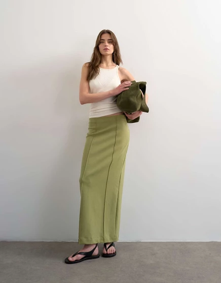 Юбка-карандаш из интерлока Topshop зеленого цвета green