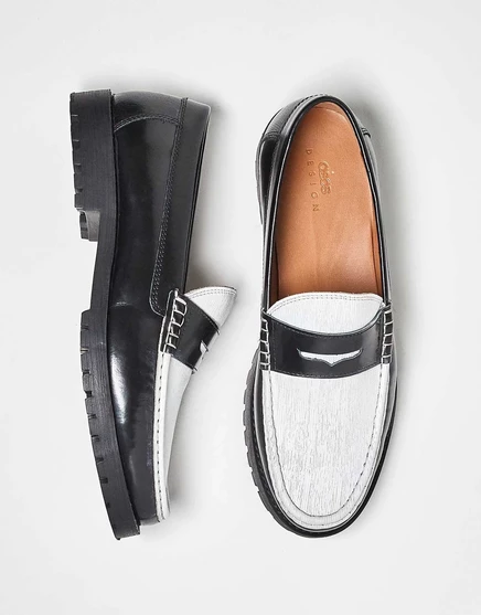 ДИЗАЙНЕРСКИЕ пенни-лоферы ASOS из текстурированной черно-белой кожи black and white