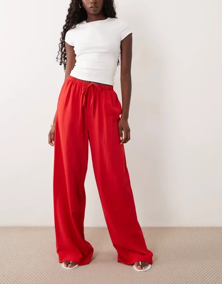 Женские брюки ASOS Design из льняной смеси, красные