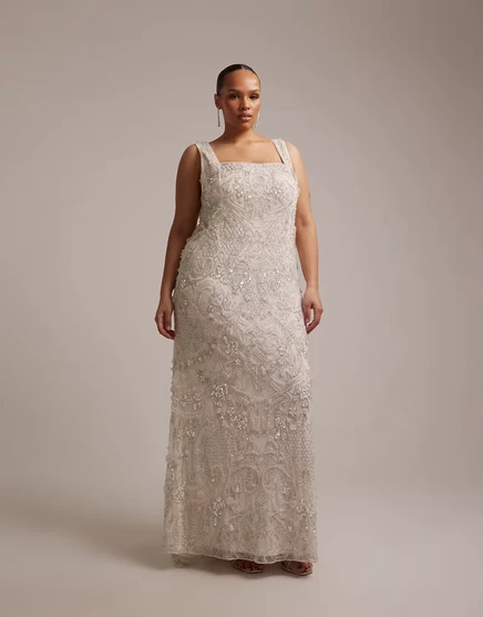 Женское свадебное макси ASOS Curve с кристаллами, айвори
