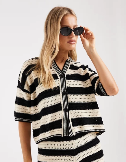 Женский пляжный топ ASOS Design Sally, черно-кремовая полоска