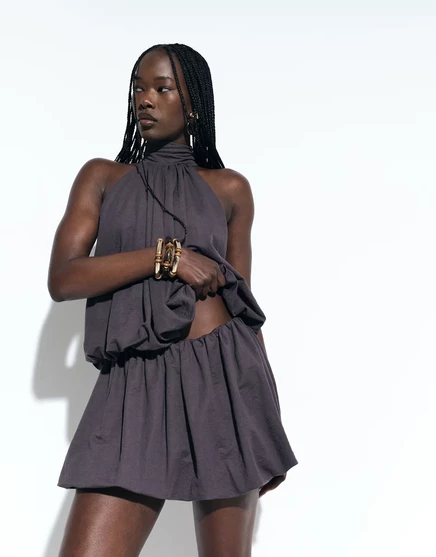 Дизайнерские льняные шорты ASOS puffball bloomer цвета древесного угля - часть комплекта из древесного угля
