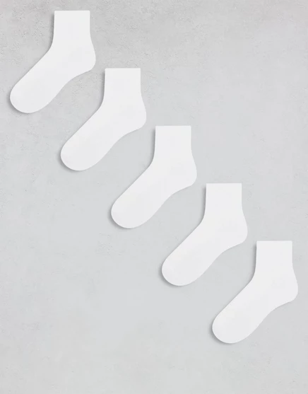 Комплект из 5 белых носков на махровой подошве ASOS DESIGN white