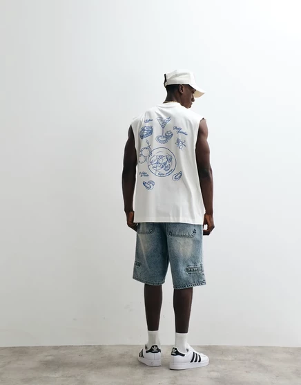 Мужская майка ASOS Design oversized с принтом, молочная
