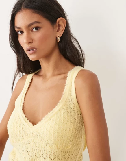 Женский топ Abercrombie & Fitch pointelle, желтый