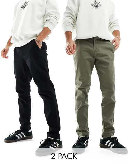 Jack &Jones Intelligence, 2 шт., зауженный крой, пыльно-оливковый и черный  dusty olive/black
