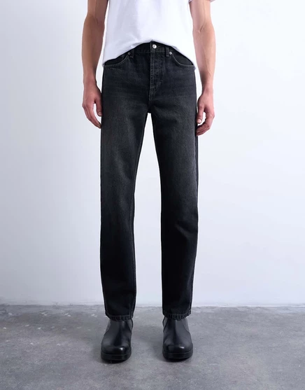 Жесткие джинсы с прямыми штанинами Topman черного цвета, застиранные washed black