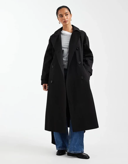 Женское тренч-пальто ASOS Petite водоотталкивающее, черное
