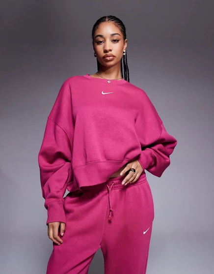 Женская флисовая толстовка Nike Phoenix оверсайз, бордовая