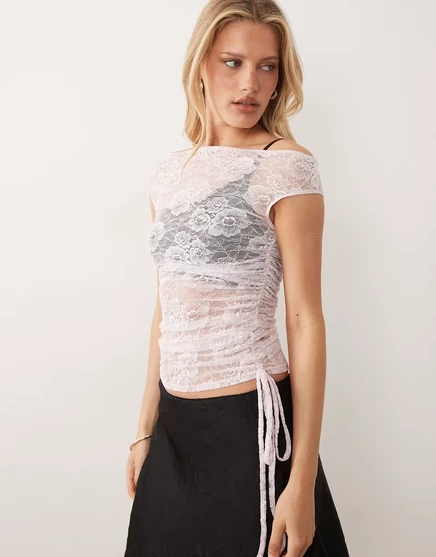 Женский топ ASOS Design кружевной колор-блок, розовый