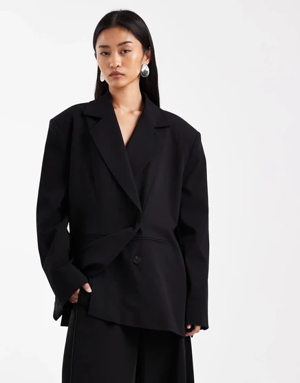 Женский пиджак ASOS Design фасона «трапеция», свободного кроя, черный