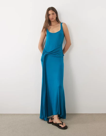 Женское платье миди ASOS Design с драпировкой, синее
