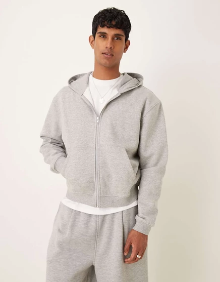 Объемная толстовка ASOS DESIGN essential с капюшоном на молнии верескового серого цвета gray heather