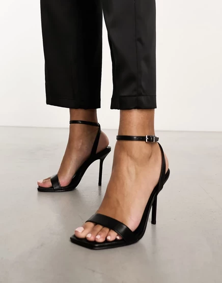 Черные босоножки из искусственной кожи на небольшом каблуке ASOS DESIGN Wide Fit Nali black
