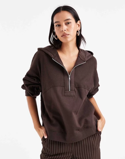 Толстовка ASOS DESIGN со швами и вафельной вставкой шоколадного цвета chocolate
