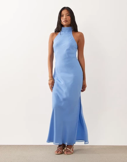 Женское платье ASOS Petite из шифона миди, голубое