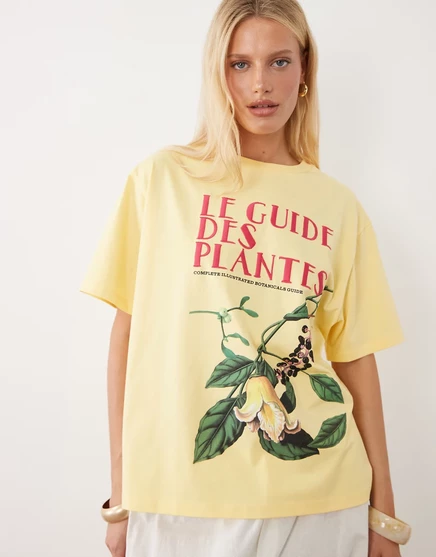 Женская футболка оверсайз ASOS Design с вышивкой, кремовая
