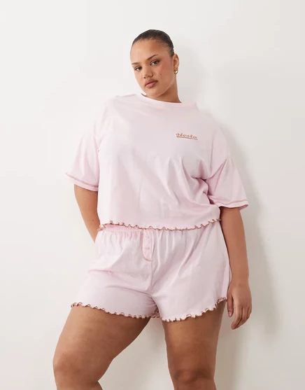 Женская пижама Asos Curve Siesta вышитая, розовая