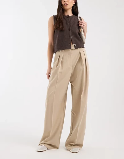 Широкие брюки ASOS DESIGN, сшитые на заказ со складками из камня stone