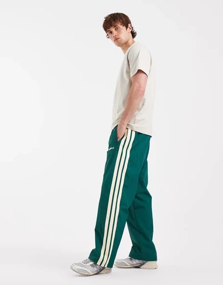 Мужские штаны adidas Originals прямого кроя с белыми лампасами, темно-зеленые