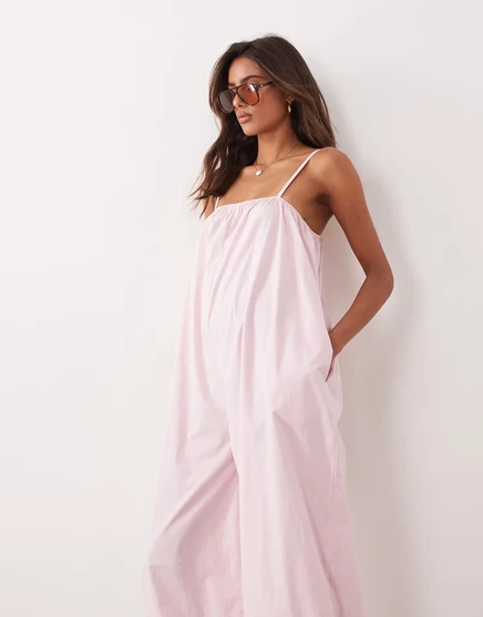 Женский комбинезон ASOS Design с объёмными штанинами, розовый