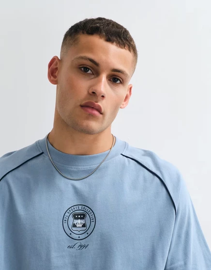 Мужская футболка ASOS Design оверсайз с спортивным принтом, голубая