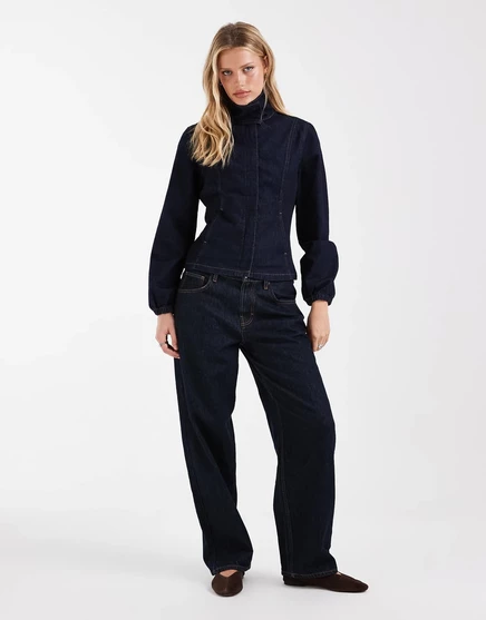 Женская джинсовая куртка ASOS Design с воротником-стойкой, индиго