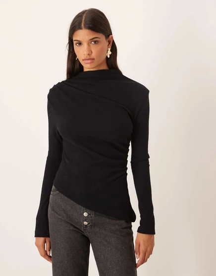 ДИЗАЙН ASOS, усиленный складками на шее, супер мягкий топ черного цвета black