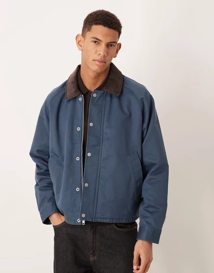Мужская вощёная куртка Abercrombie & Fitch, темно-синяя