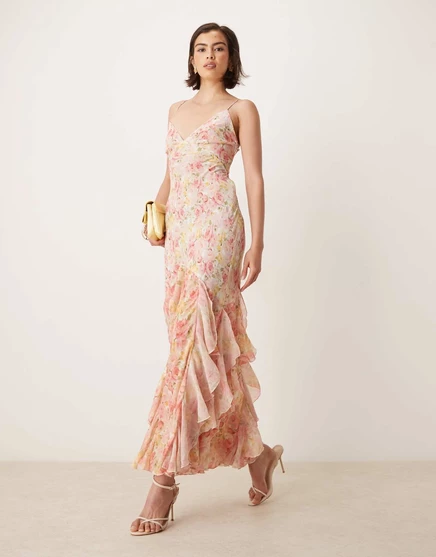Макси-платье For Love & Lemons Elea, персиковое