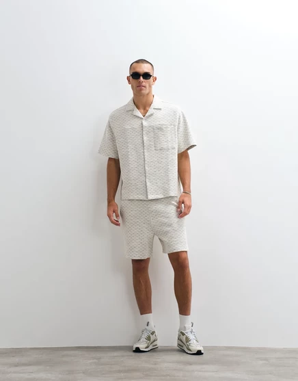 Мужские шорты asos design средней длины с текстурой, экрю