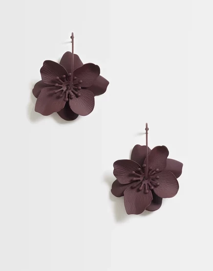 ДИЗАЙНЕРСКИЕ серьги-кольца ASOS с цветочными каплями бордового оттенка burgundy