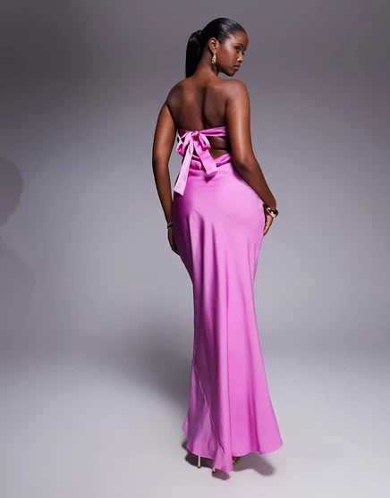 Женское вечернее платье ASOS Design бандо с бантом, лиловое