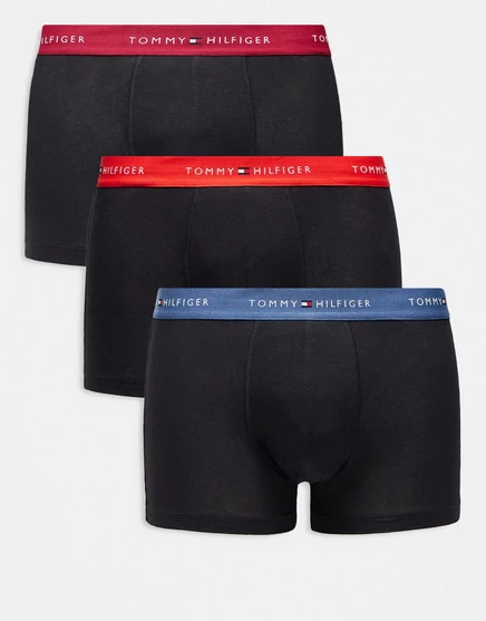 Мужские боксеры Tommy Hilfiger, 3 шт, черные/пояс красно-синий