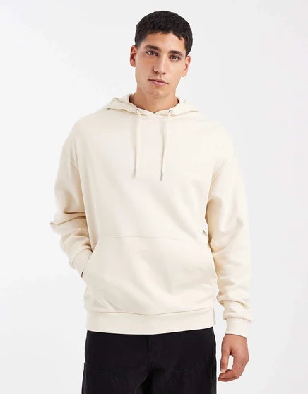 Толстовка ASOS DESIGN essentials оверсайз с капюшоном темно-белого цвета white swan