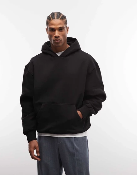 Толстовка ASOS DESIGN premium heavyweight oversize hoodie 400gsm черного цвета black
