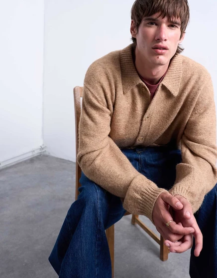 Кардиган Topman oversize-fit на пуговицах из камня stone