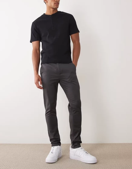 Мужские зауженные чиносы ASOS Design, антрацитовые