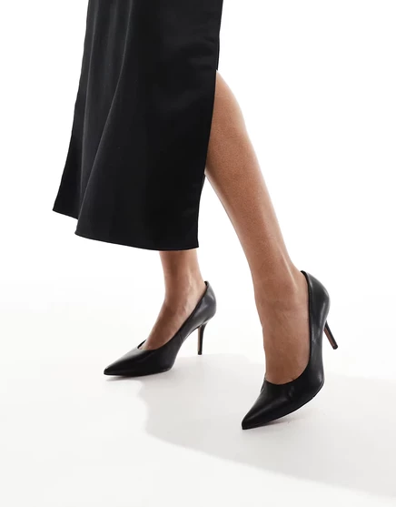 Черные туфли на среднем каблуке ASOS DESIGN Wide Fit Salary black