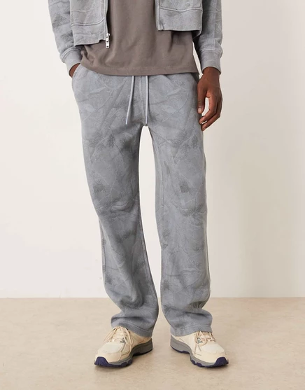 Мешковатые спортивные брюки Abercrombie &Fitch essential с открытым подолом из синего камуфляжа
