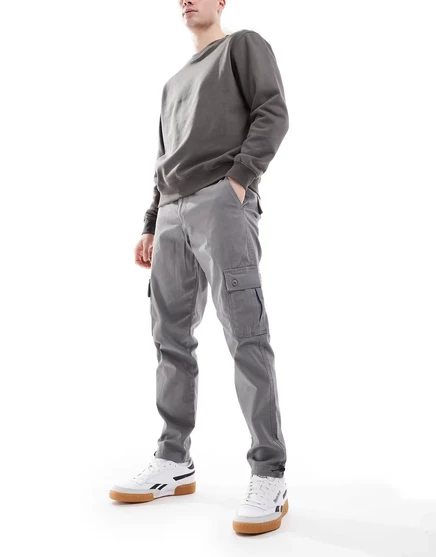Серые зауженные брюки-карго ASOS DESIGN gray