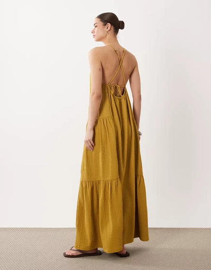 Женское макси-платье ASOS Design халтер, охристое