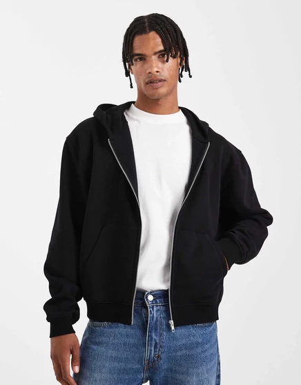 ASOS DESIGN essential облегающая толстовка оверсайз на молнии черного цвета black