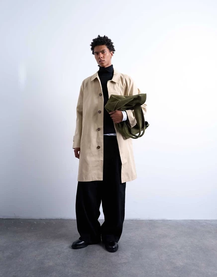 Хлопчатобумажное брезентовое пальто Topman из камня stone