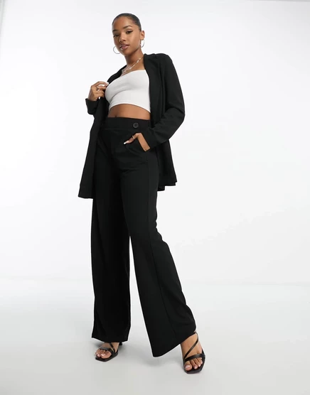 Черные широкие трикотажные брюки Vero Moda — часть комплекта black