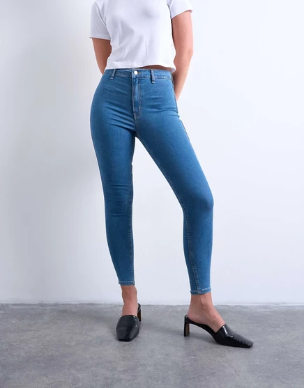 Синие джинсы Topshop Hourglass Joni mid blue