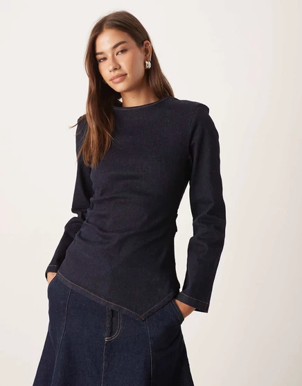 Женский джинсовый топ ASOS Design с подплечниками, синий