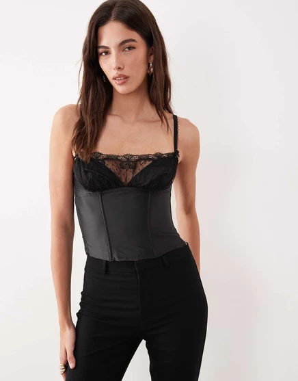Корсетный топ-бюстье For Love &Lemons Papillion черного цвета black