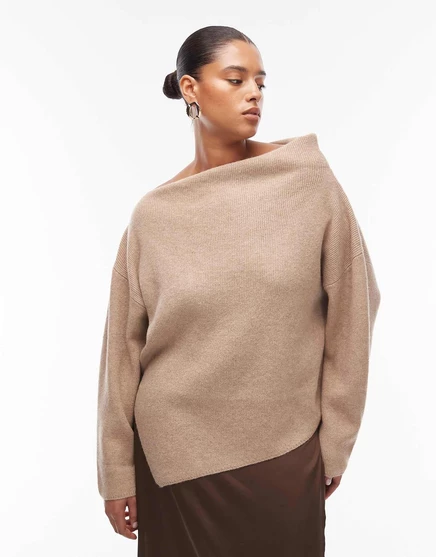 Топ из бисквитного трикотажа ASOS DESIGN Curve с открытыми плечами biscuit