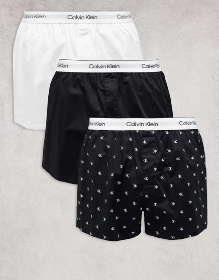Трусы-боксеры Calvin Klein, 3 шт., черные/белые/с принтом